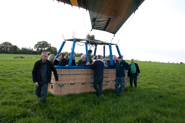 When the balloon lands the basket will often stay upright if the wind is not too strong. If the wind is near the upper range for safe flying it may tip over and drag a short distance before coming to a stop and may sometimes tip over as it does so. However in the balloon basket you will be safe, and in any event your pilot will give you a full safety briefing before take off.