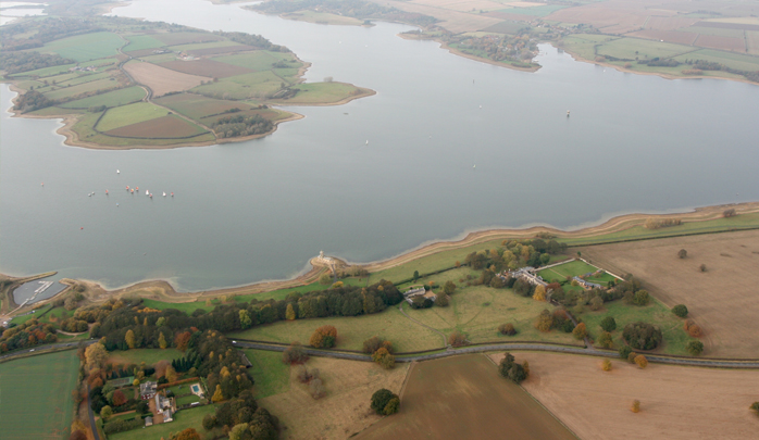 On a hot air balloon flight from one of our Lincolnshire balloon take off sites you may be lucky enough to drift towards the County of Rutland and see Rutland Water, one of the largest man made lakes in Western Europe in what is England's smallest county! This reservoir for drinking water covers over 3000 acres so you do need to make sure you have enough wind to clear it when you fly over by hot air balloon. The reservoir is fed from the River Welland and the Nene and was completed in 1975. Areas of the lake and surrounding countryside provide a nature reserve and Rutland Water also provides facilities for sailing, fishing, walking and cycling around it's 25 mile perimeter.