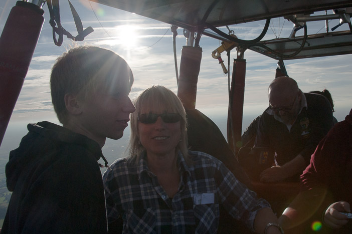 Shooting the camera into the sun produces interesting effects when you are high up on a hot air balloon flight with Balloon Rides of York